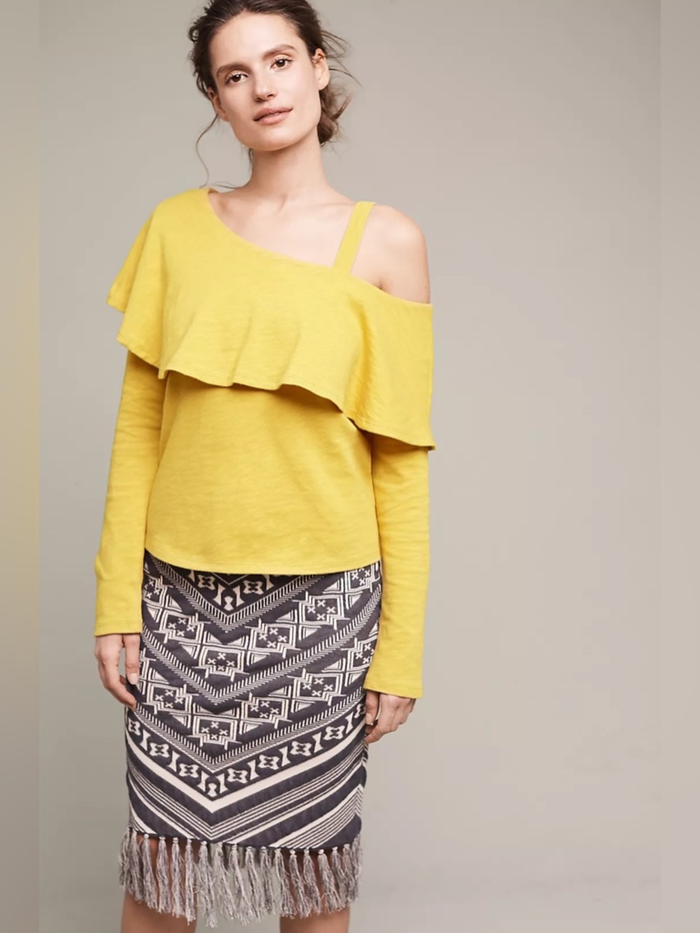 Anthropologie Postal Asymmetrical Ruffle One Shoulder Top M
